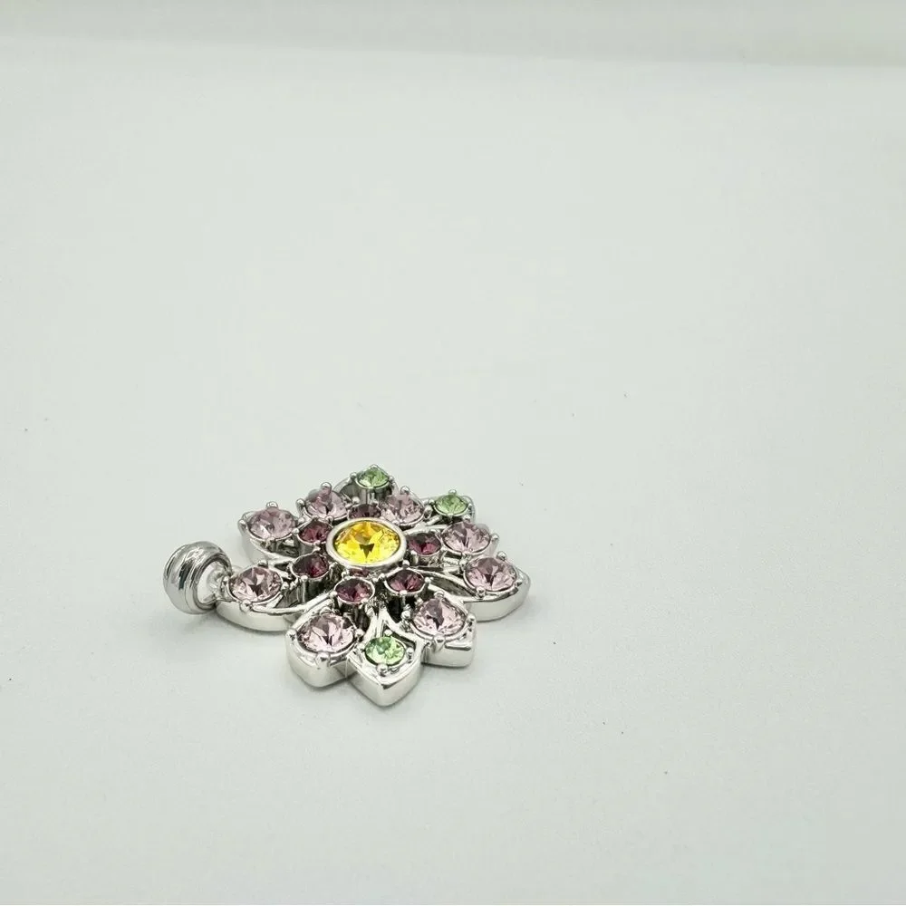 Silver May Birthstone Gem Cluster Flower Necklace Pendant